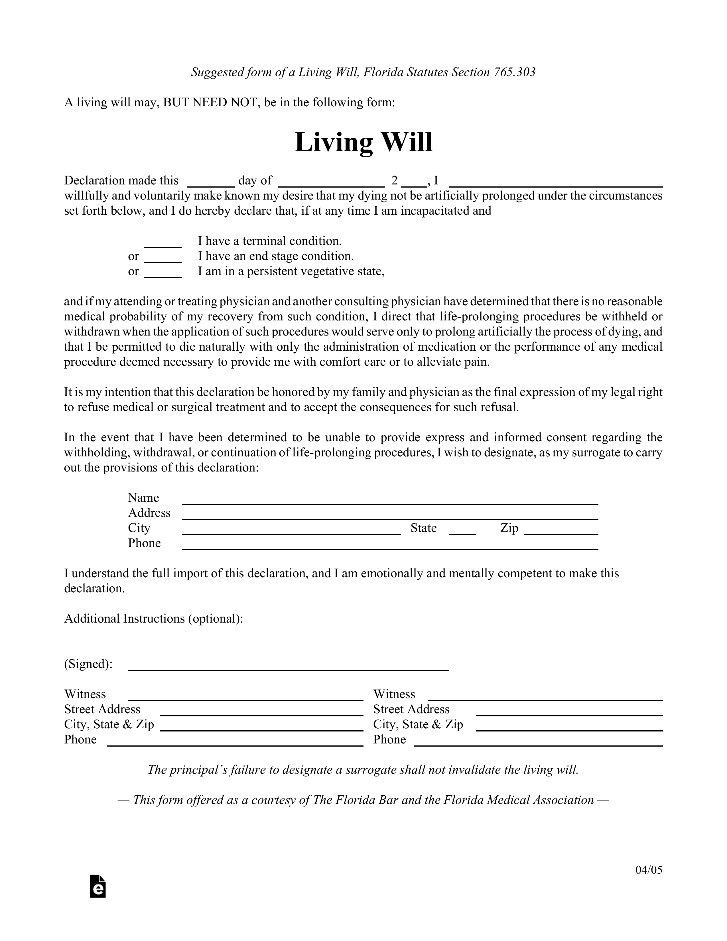 florida-living-will-form-template