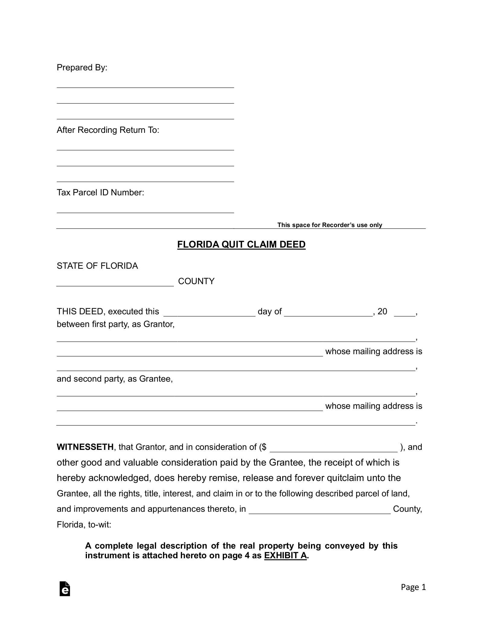 florida-quit-claim-deed-form-template