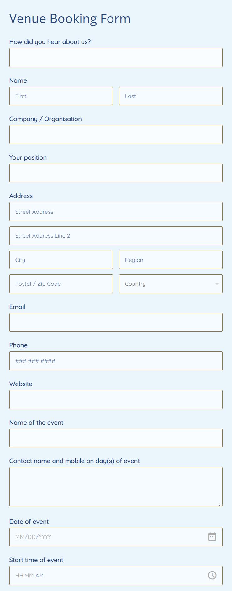 function-room-booking-form-template