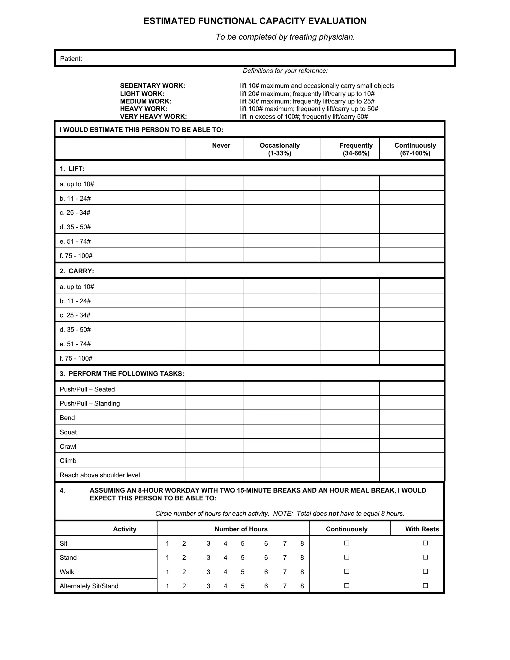 functional-capacity-evaluation-form-template