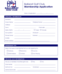 golf-club-membership-form-template