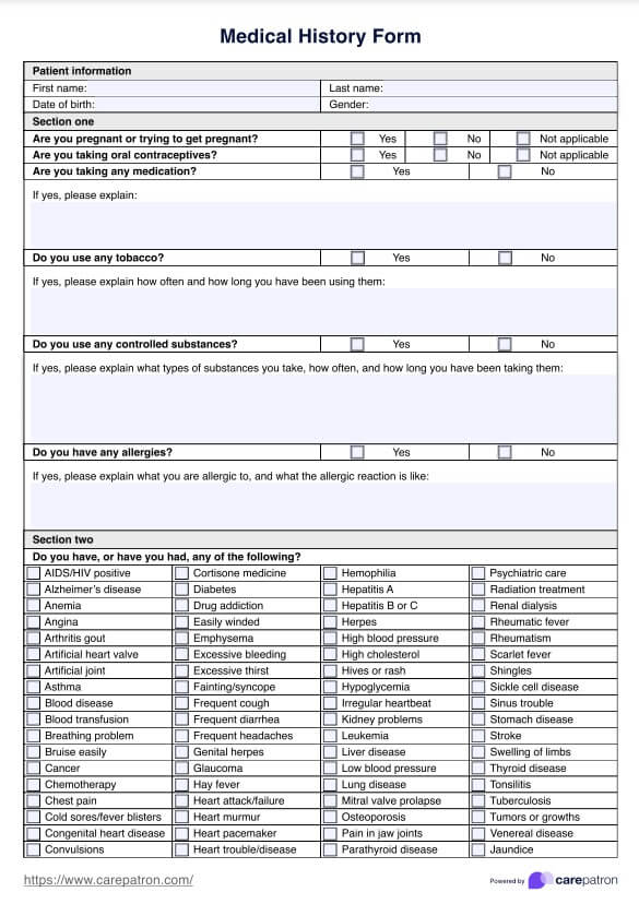health-history-questionnaire-form-template
