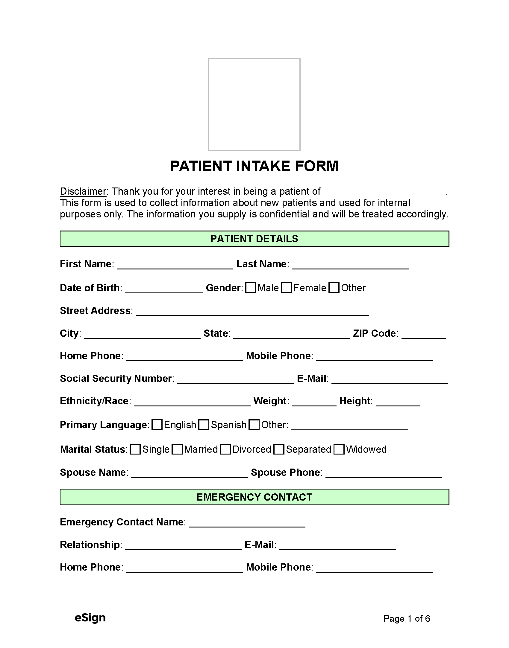 home-health-intake-form-template