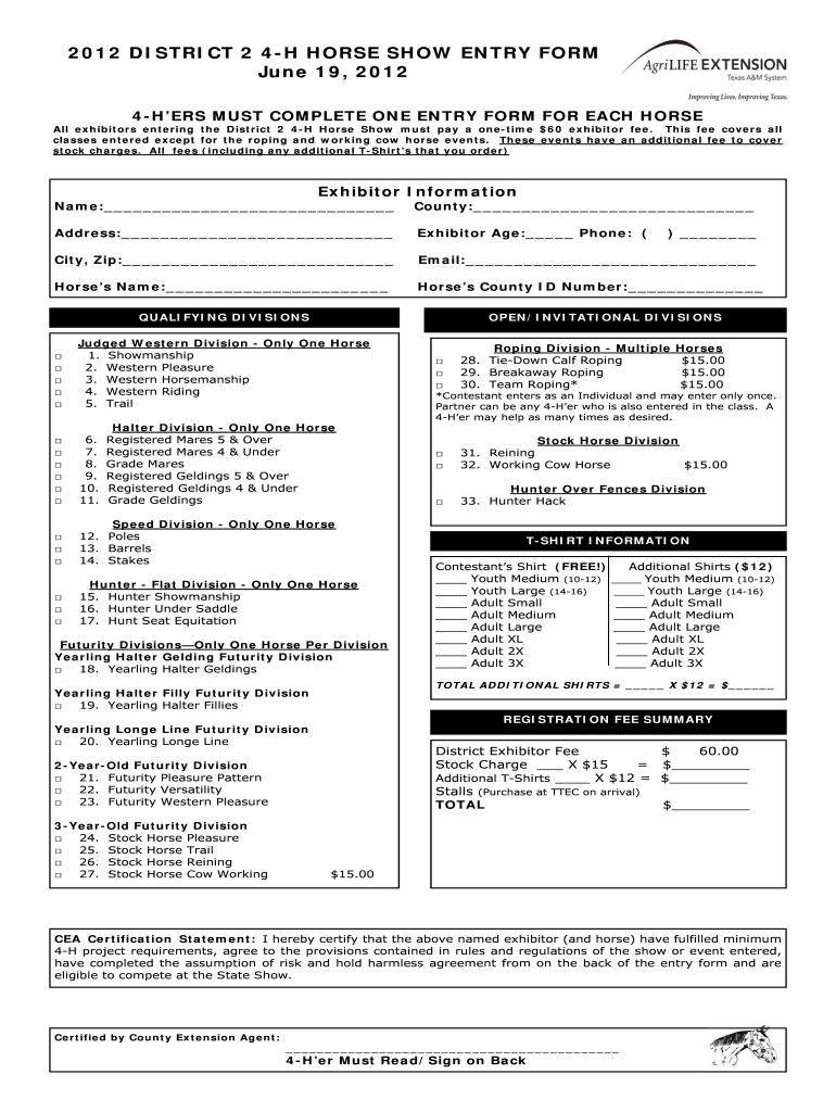 horse-show-entry-form-template