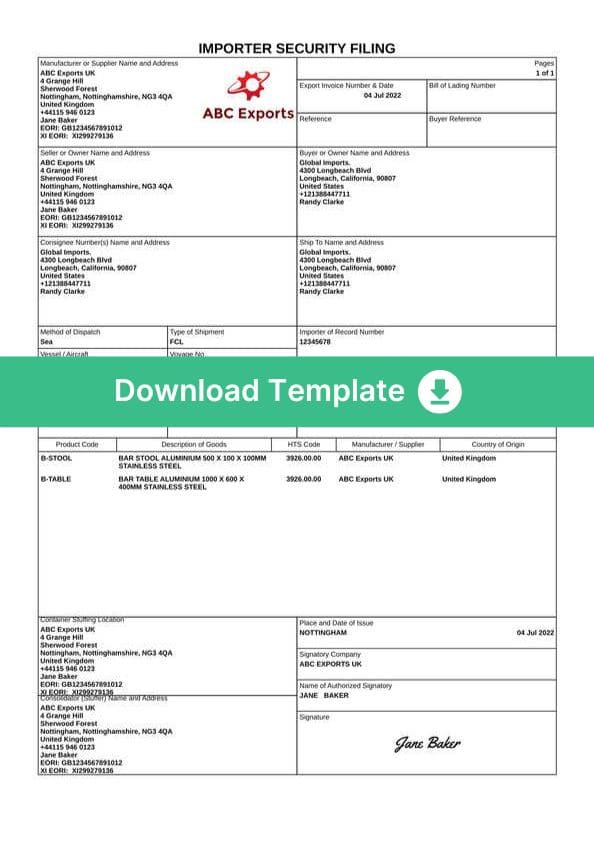 importer-security-filing-form-template