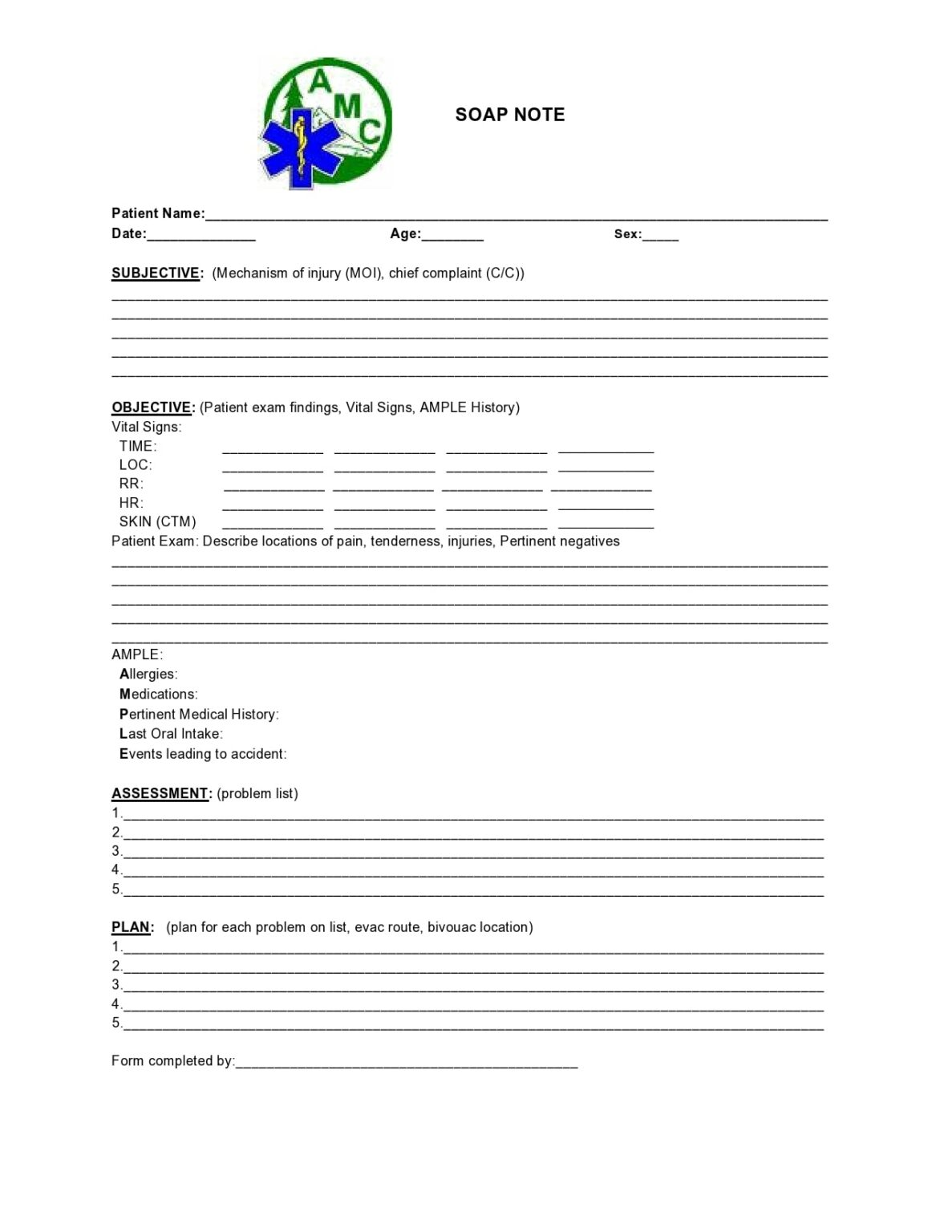 Injury Progress Note Form Template