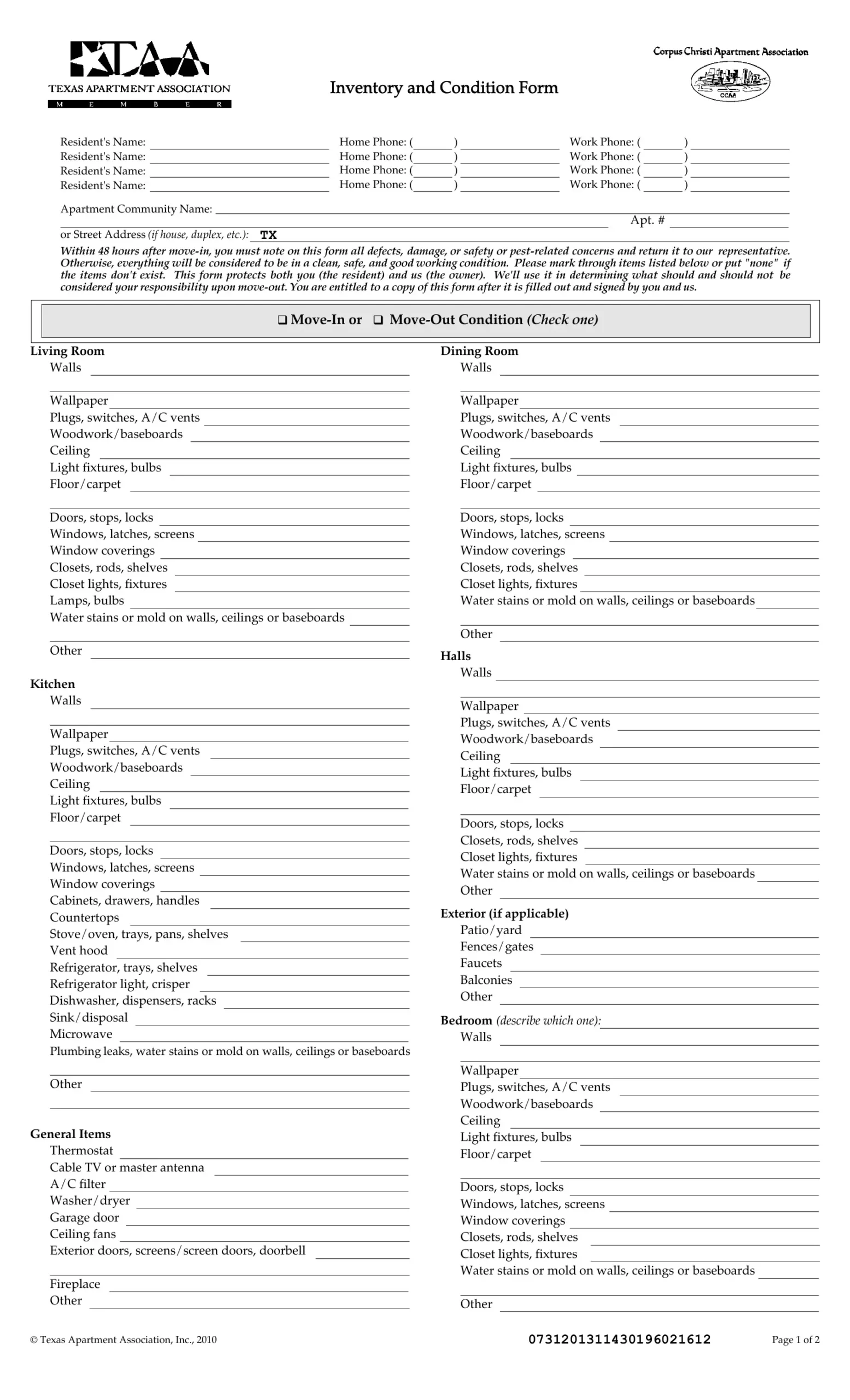 inventory-and-condition-form-template