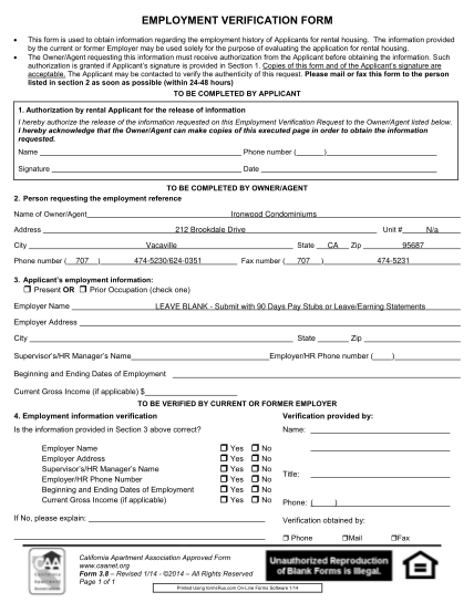 landlord-employment-verification-form-template