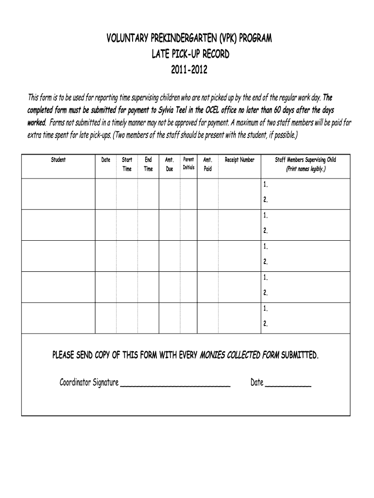 late-pick-up-form-template