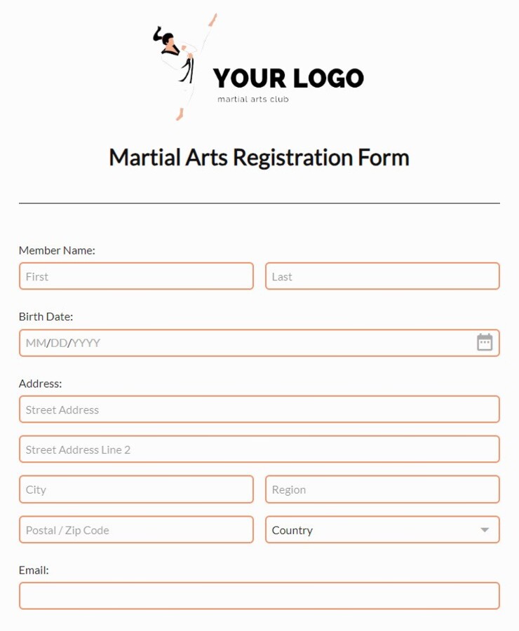 martial-arts-course-registration-form-template