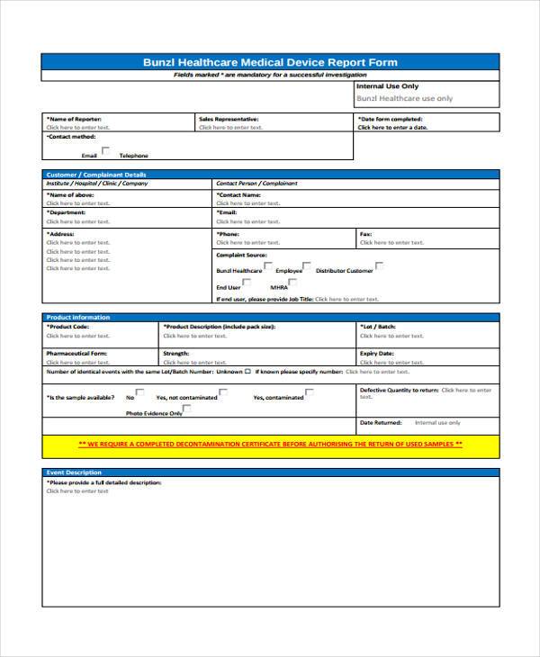 medical-device-complaint-form-template