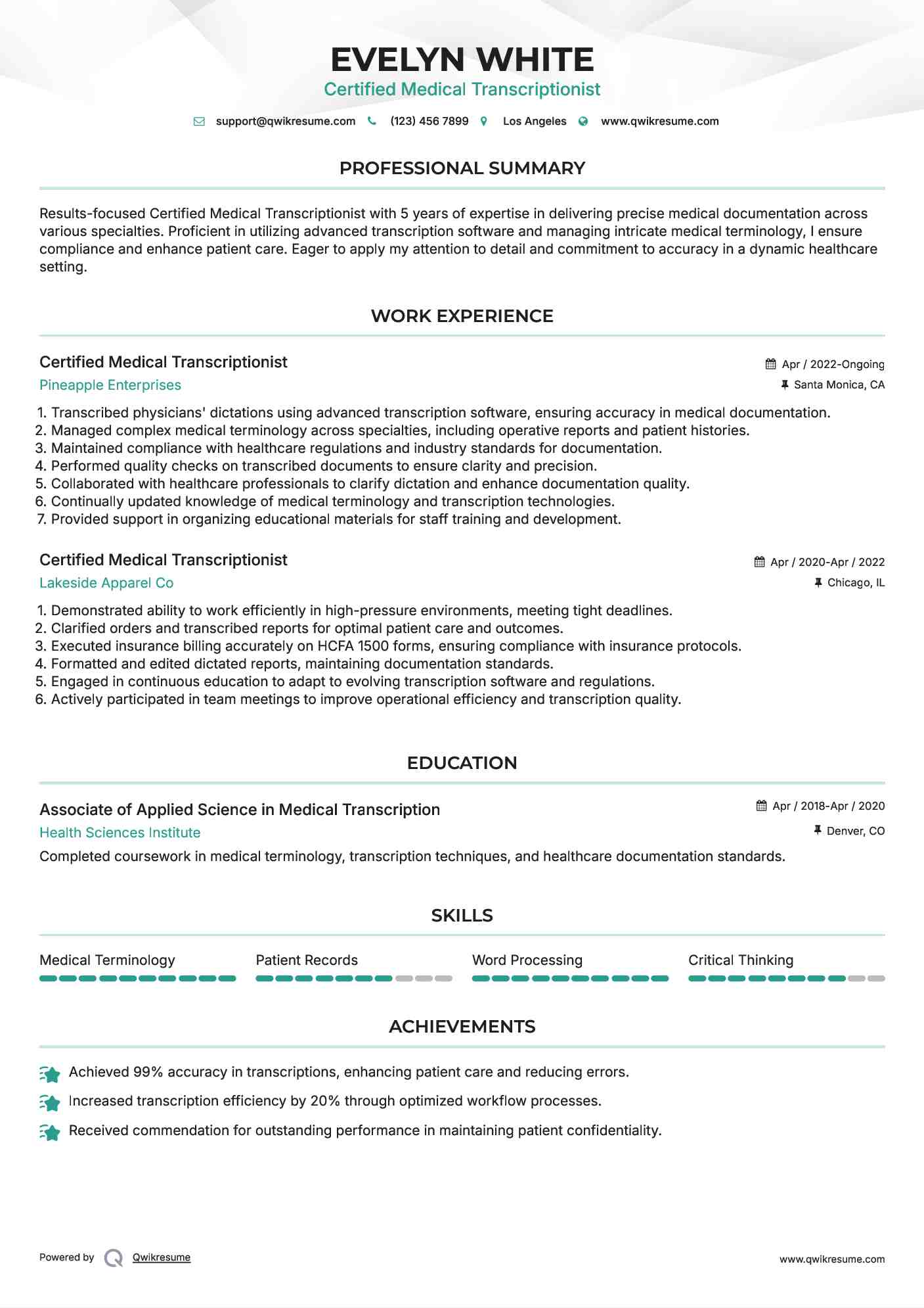 medical-transcriptionist-job-application-form-template