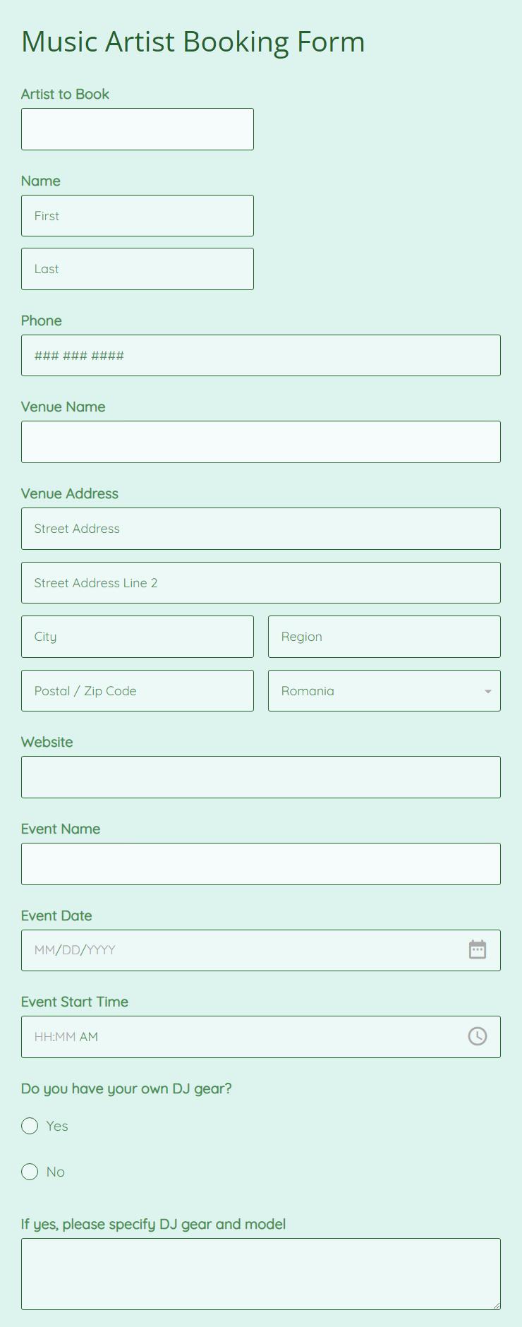 music-artist-booking-form-template