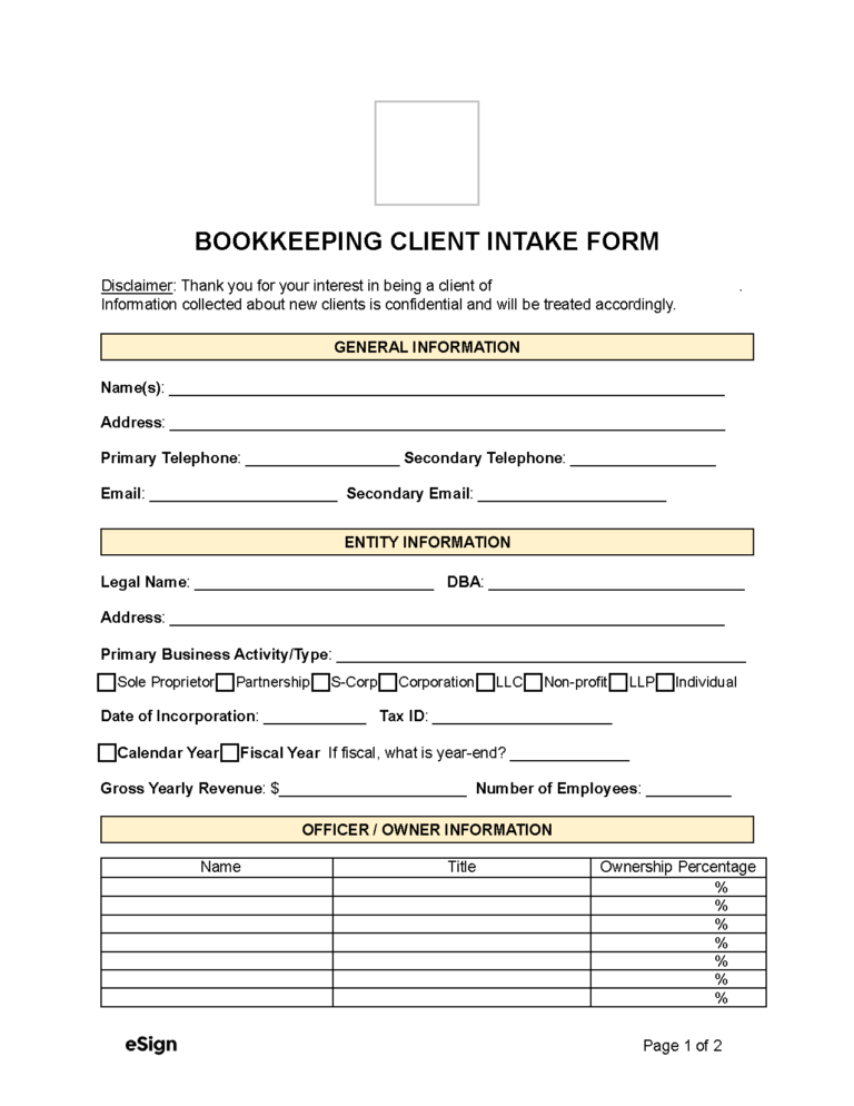 Intake Register Example New Accounting Client Intake Form Template