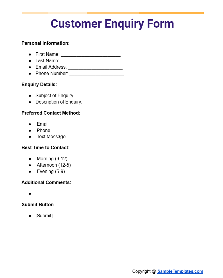 new-customer-enquiry-form-template