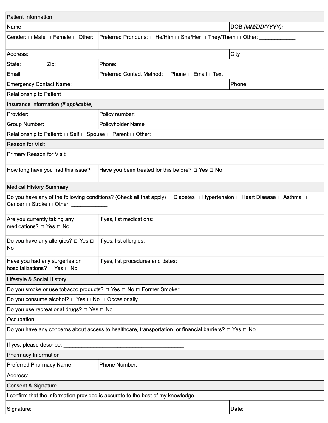 new-patient-information-form-template