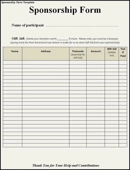 non-profit-sponsorship-form-template