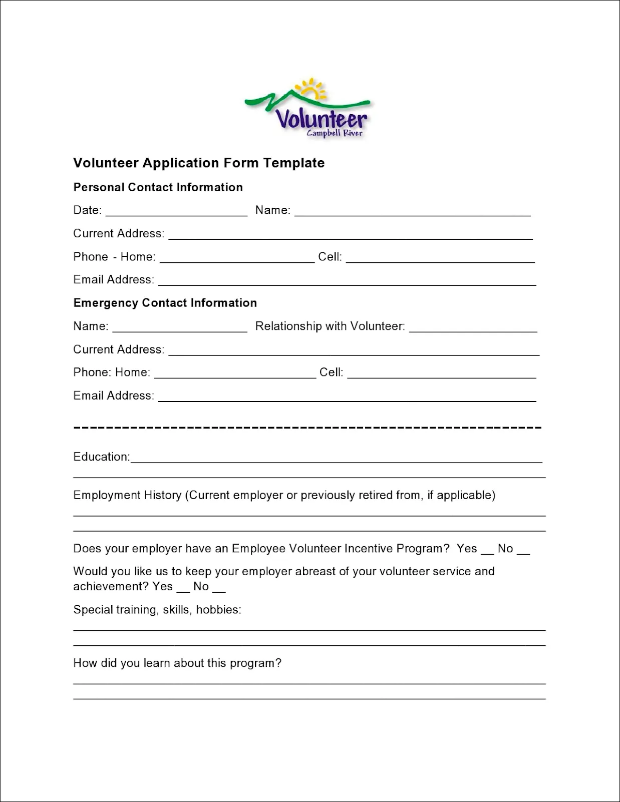 non-profit-volunteer-form-template