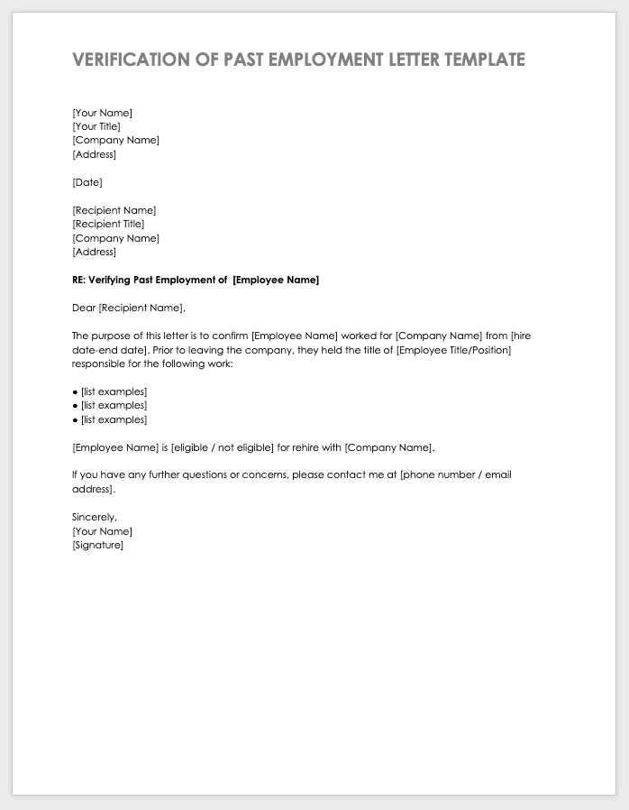 past-employment-verification-form-template
