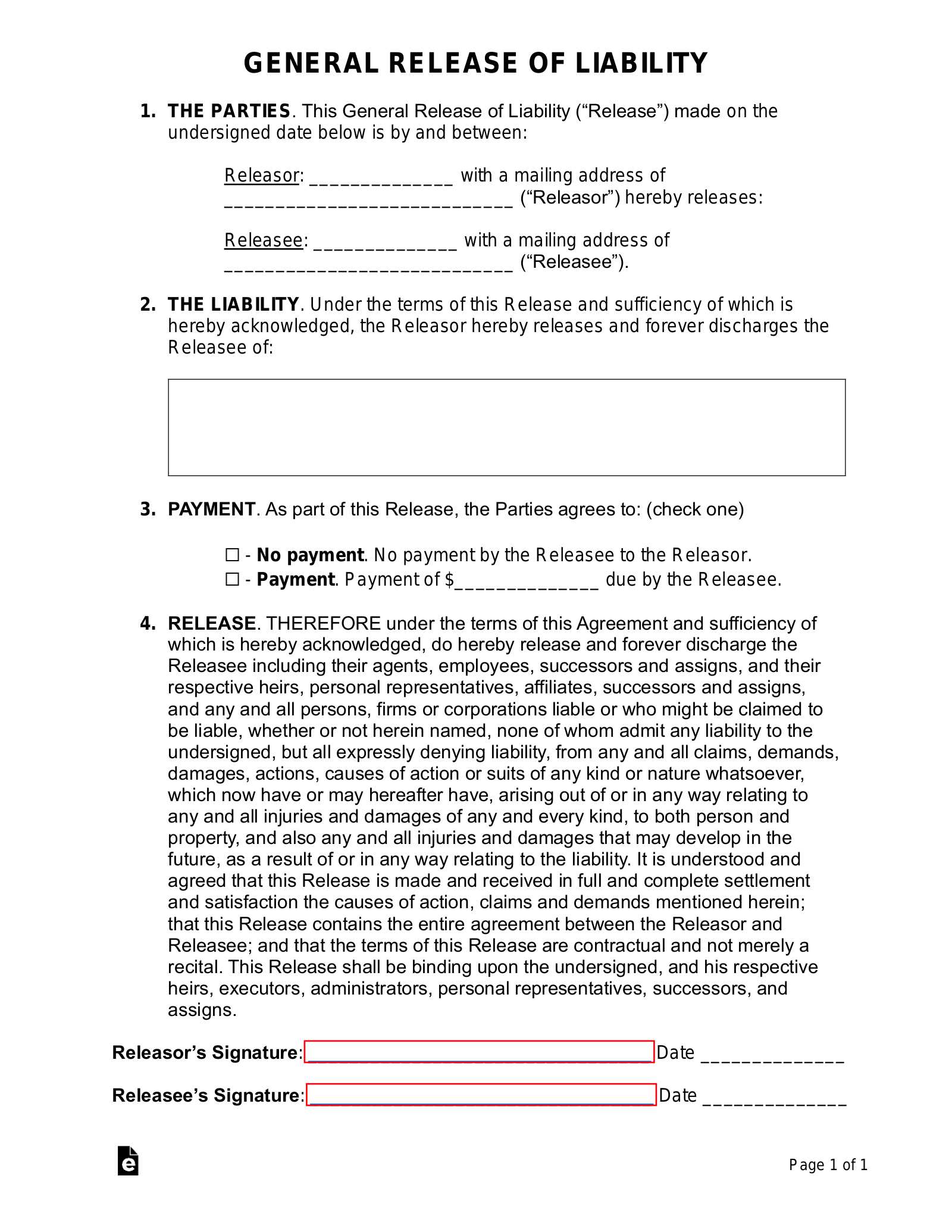 payment-and-non-liability-form-template