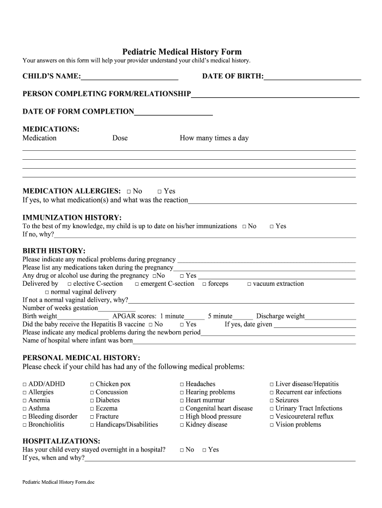 pediatric-health-history-form-template