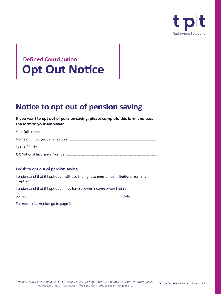 Pension Opt In Form Template Pension Opt In Form Template