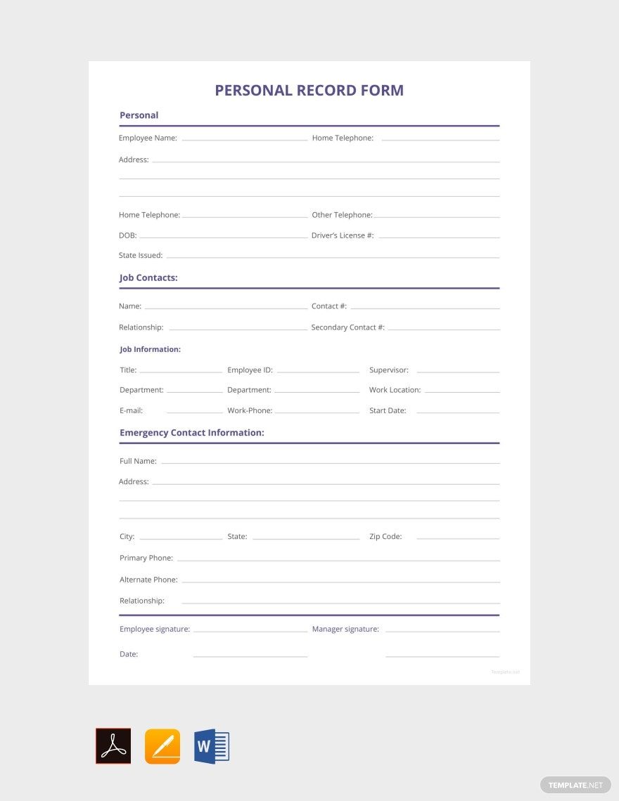 personal-details-record-form-template