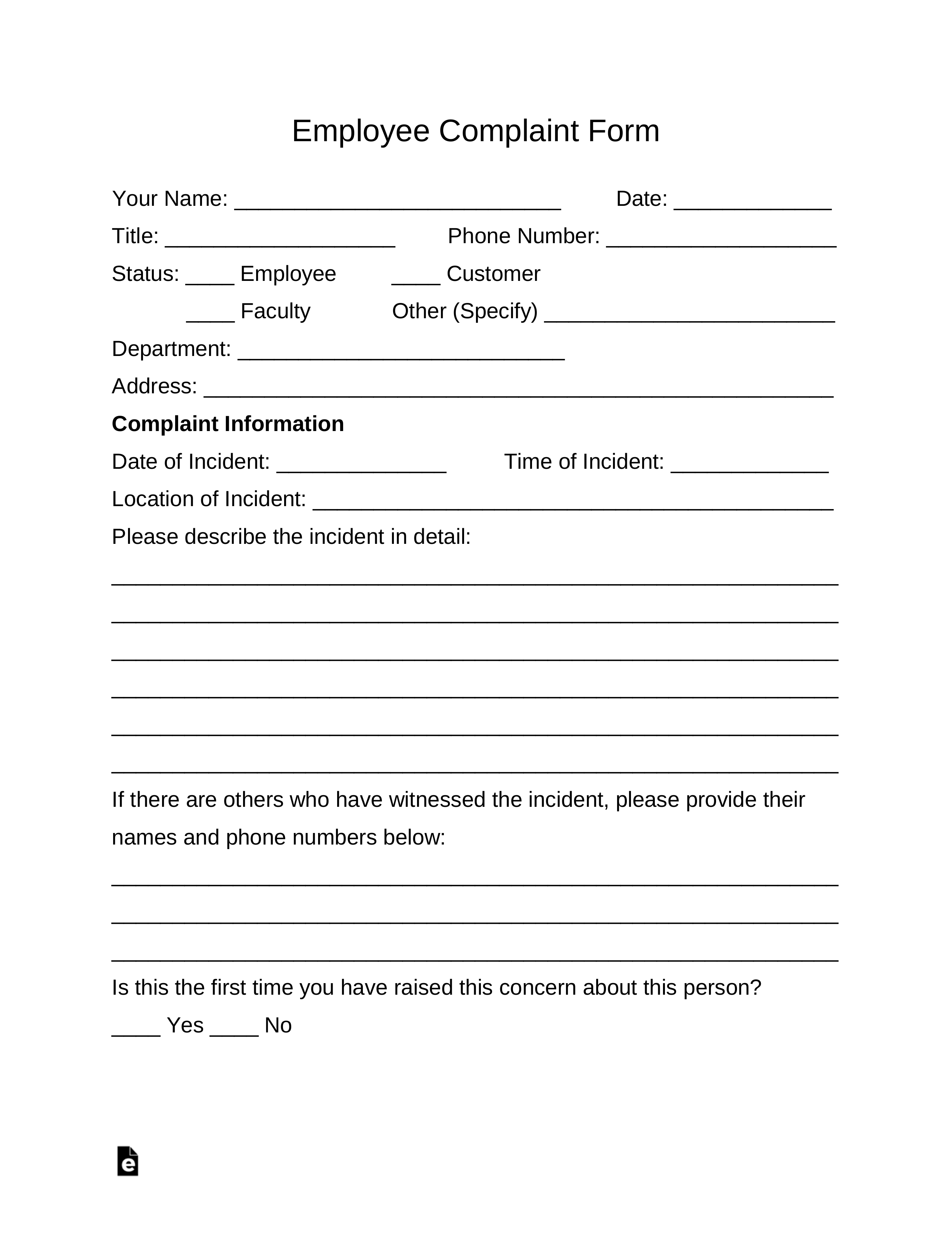 personal-harassment-complaint-form-template
