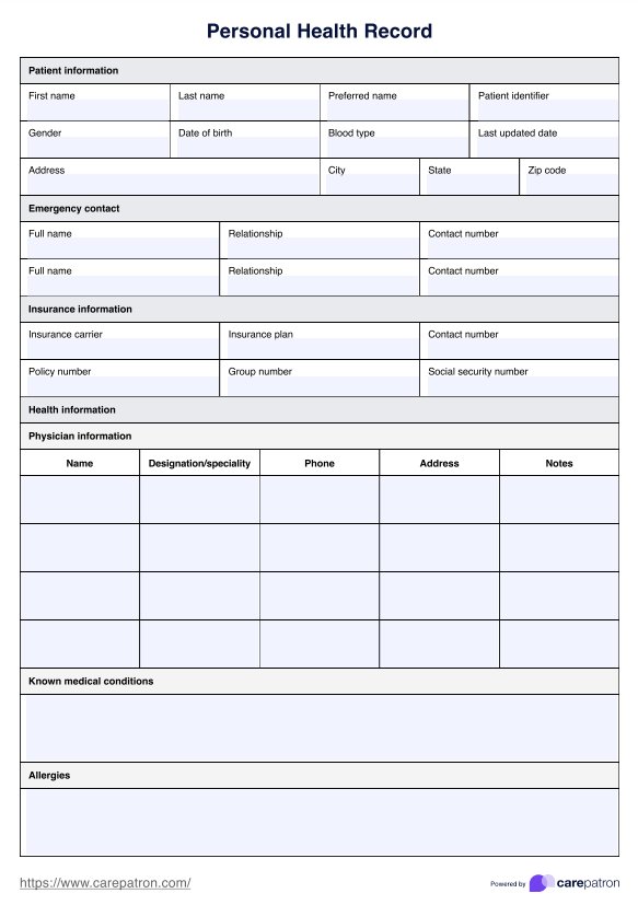 personal-health-history-form-template