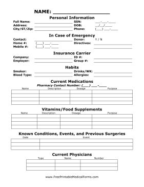 personal-medical-information-form-template