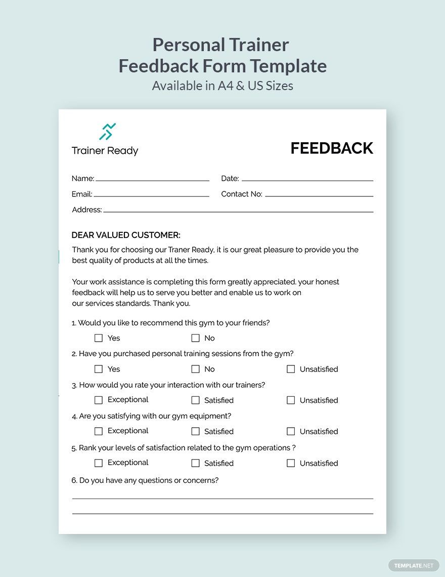 personal-trainer-feedback-form-template