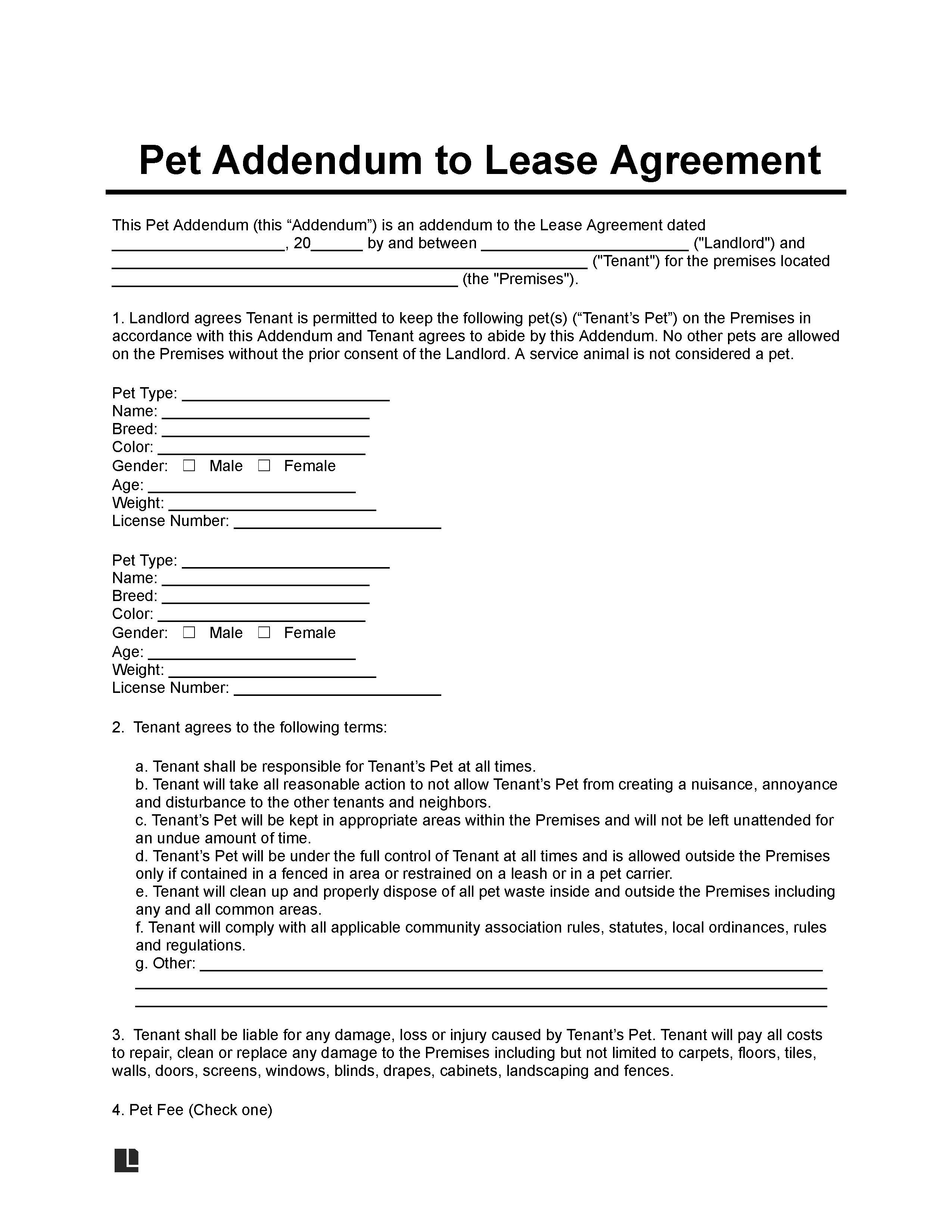 pet-disclosure-policy-form-template