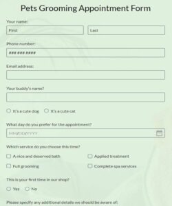 pet-service-appointment-form-template