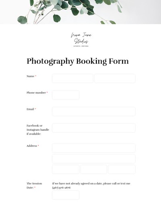 photography-session-booking-form-template