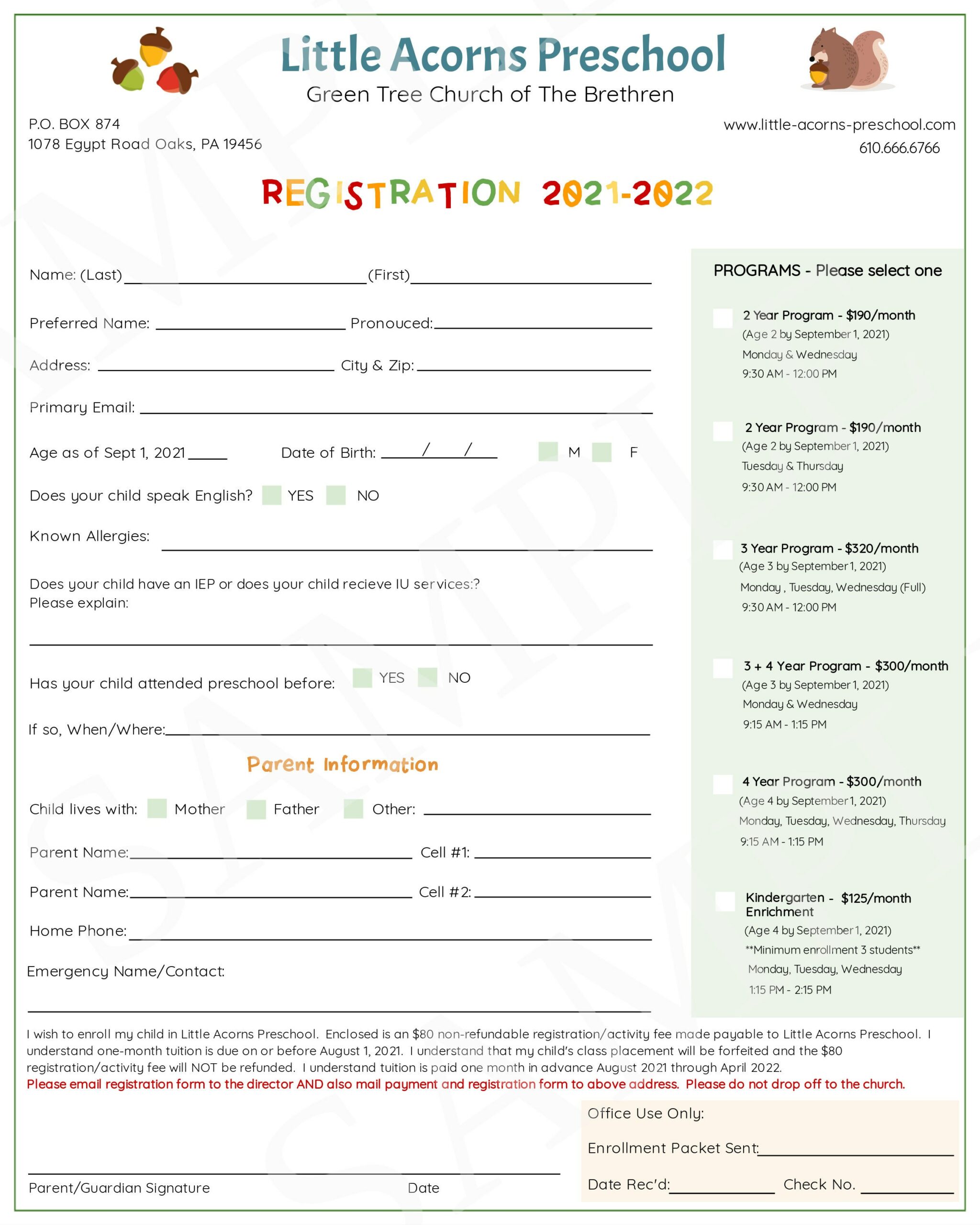 pre-school-application-form-template