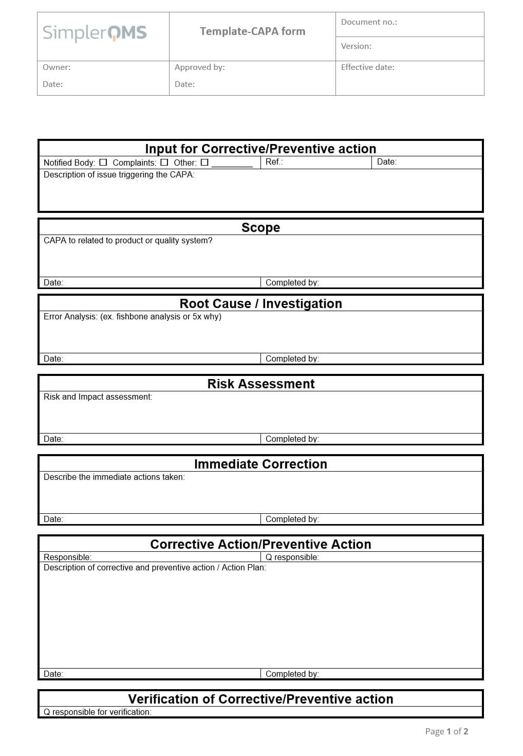 preventive-action-request-form-template