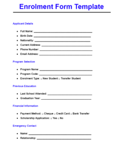 primary-school-enrolment-form-template