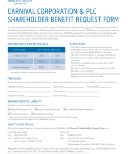 princess-shareholder-benefit-form-template