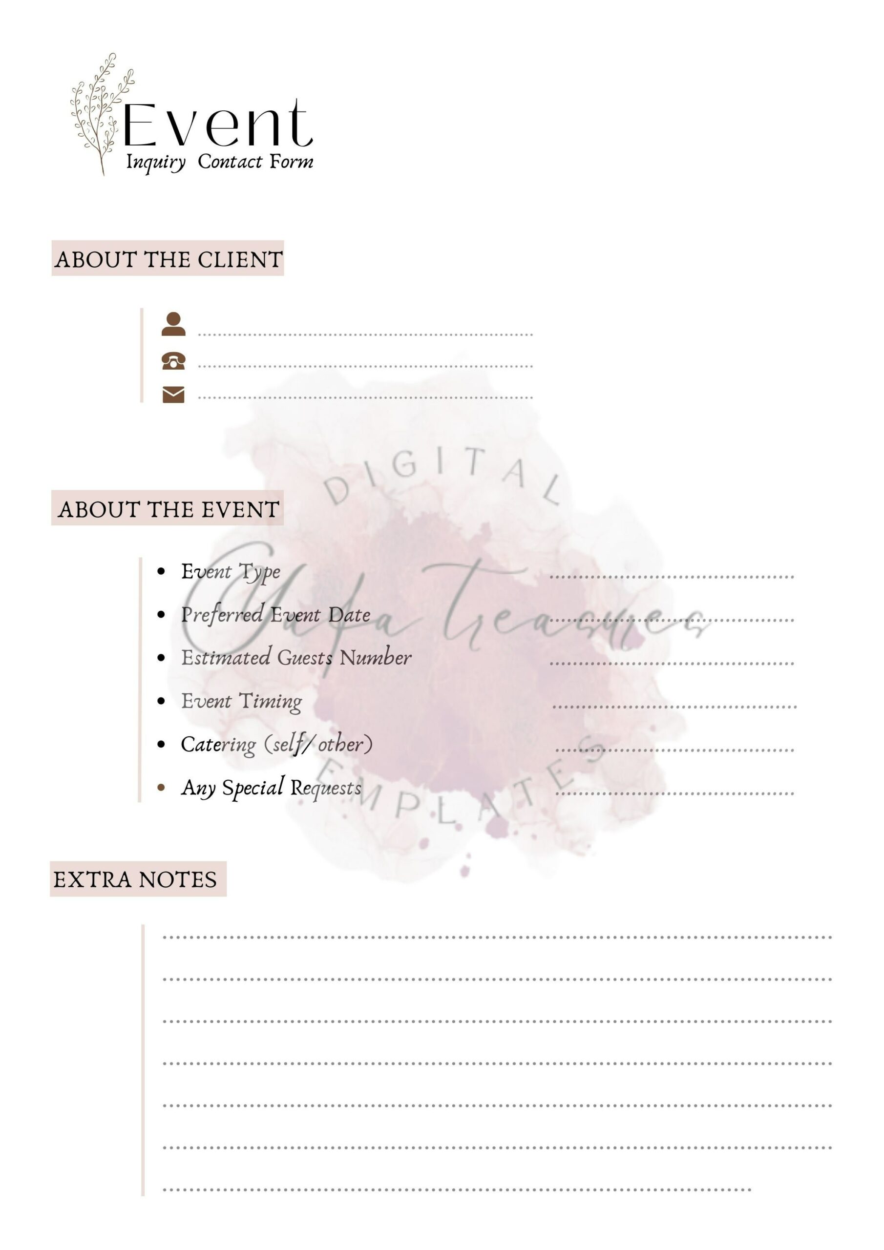 private-event-inquiry-form-template