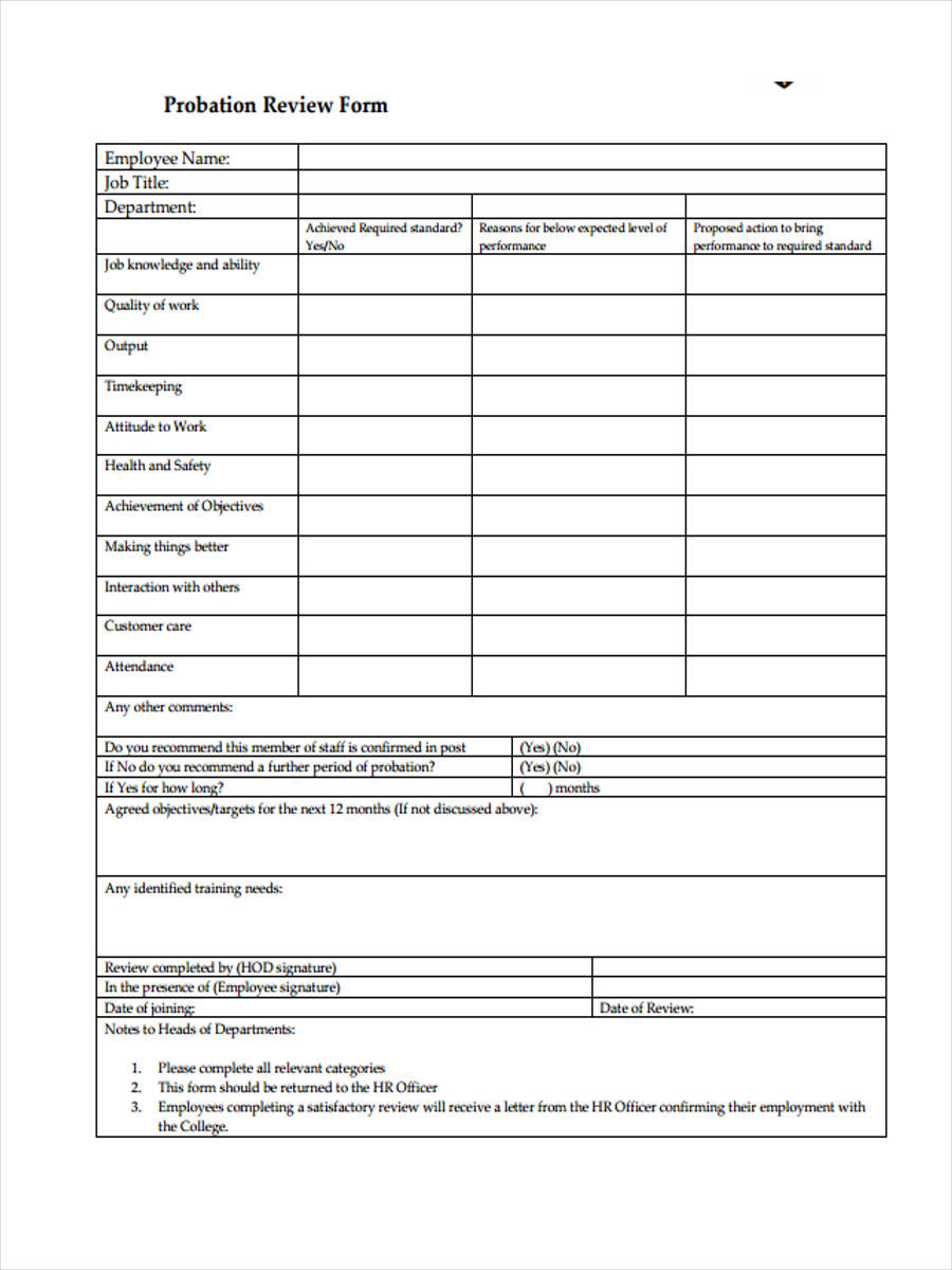 probationary-period-evaluation-form-template