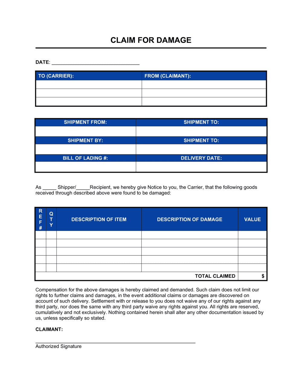 product-damage-claim-form-template