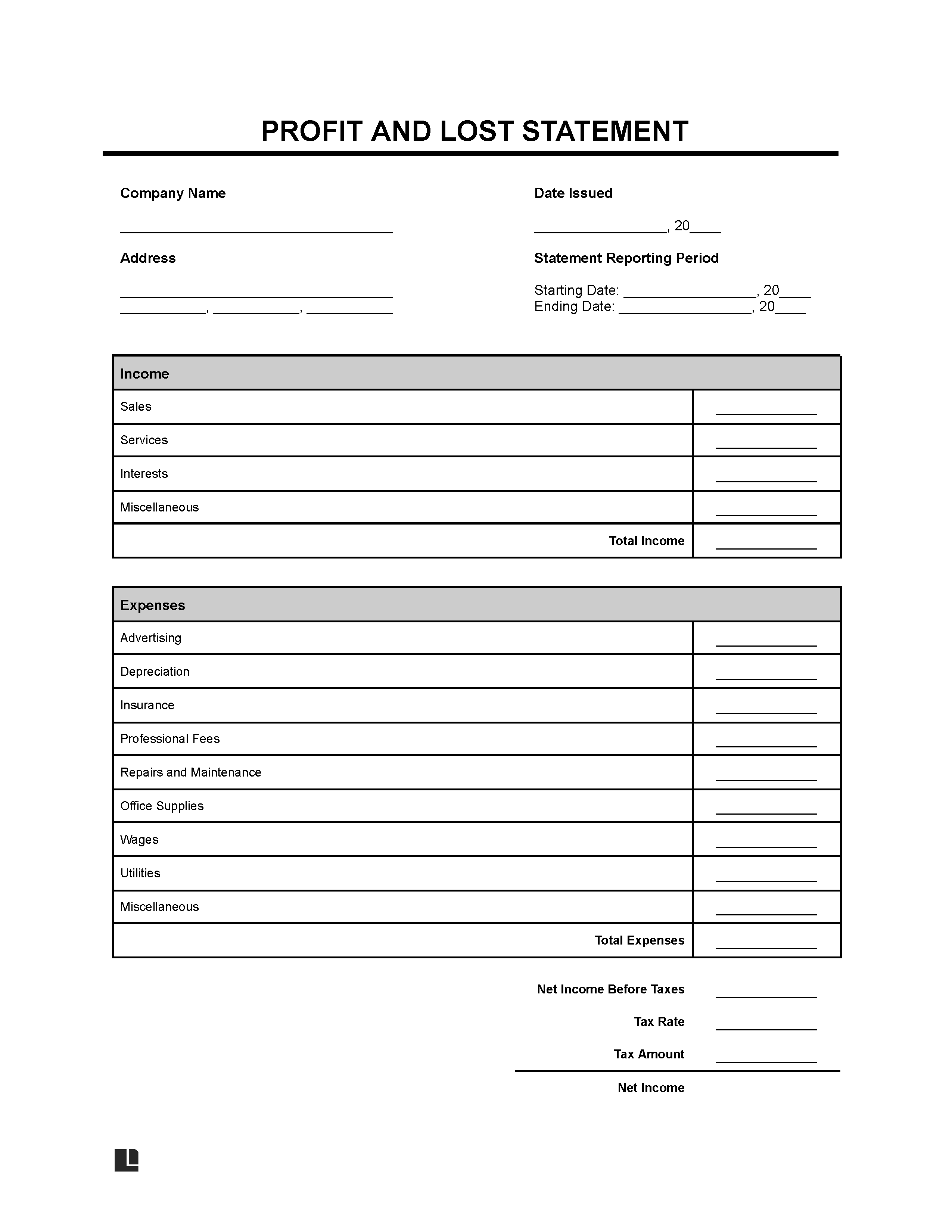 profit-and-loss-form-template