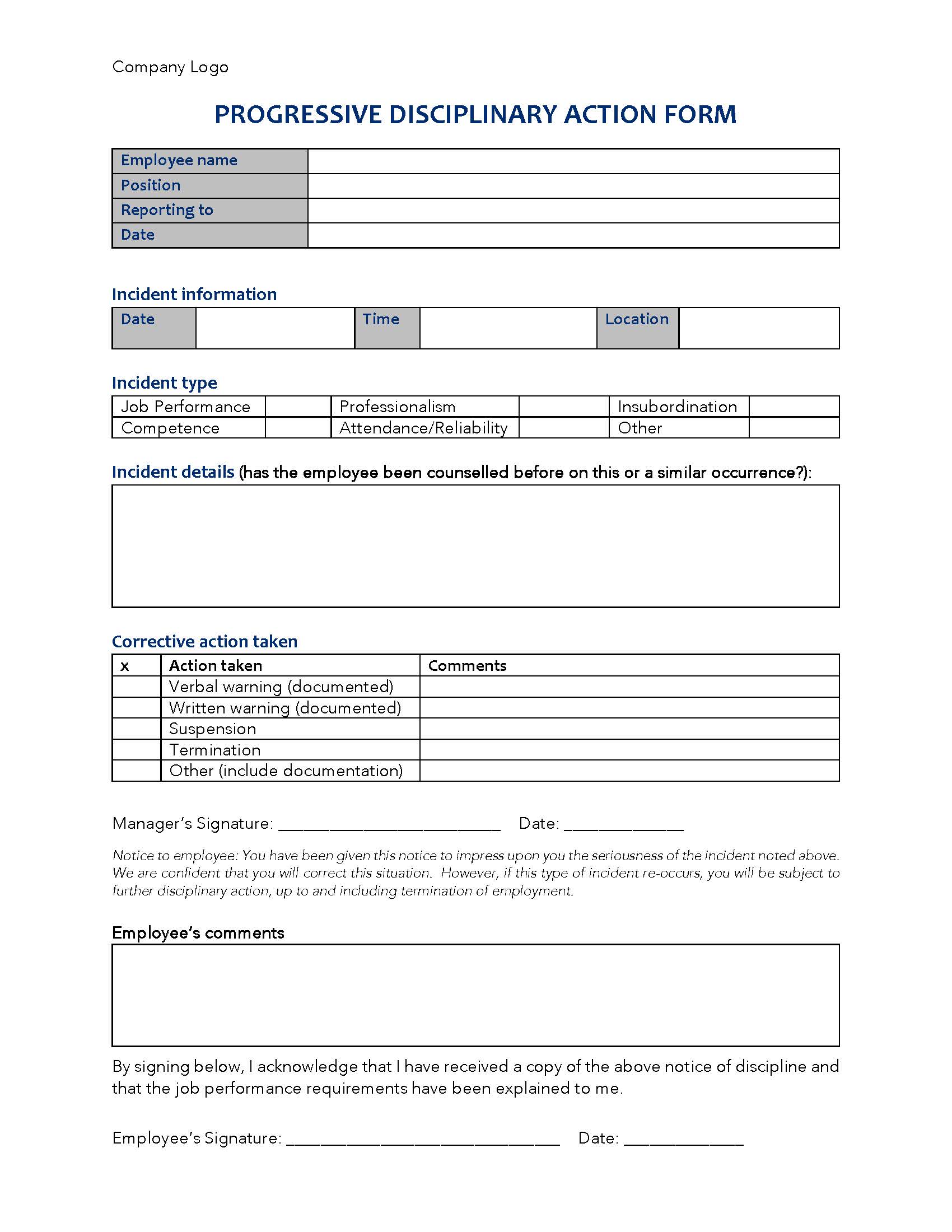 progressive-disciplinary-action-form-template
