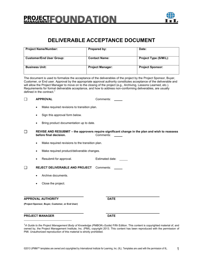 project-deliverable-acceptance-form-template