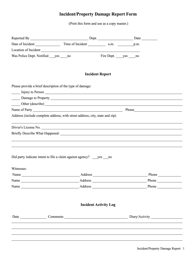 property-damage-claim-form-template