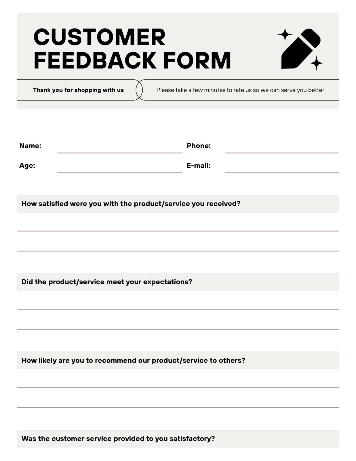 question-and-comments-form-template