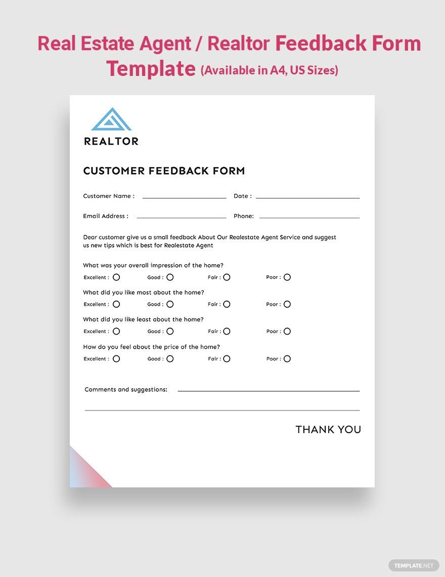 real-estate-agent-feedback-form-template