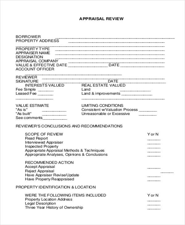 real-estate-appraisal-form-template