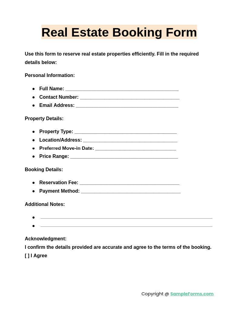 real-estate-booking-form-template