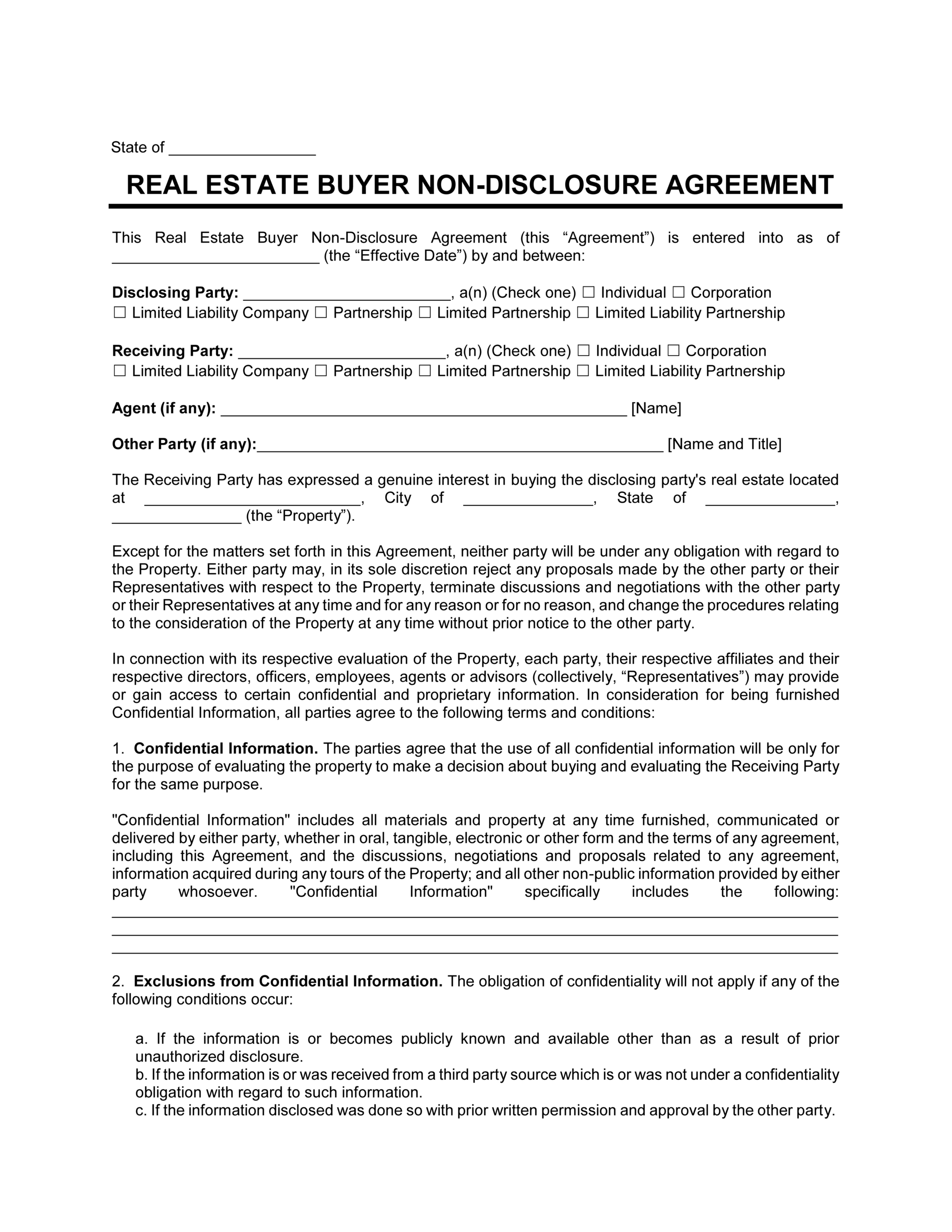 real-estate-confidential-form-template